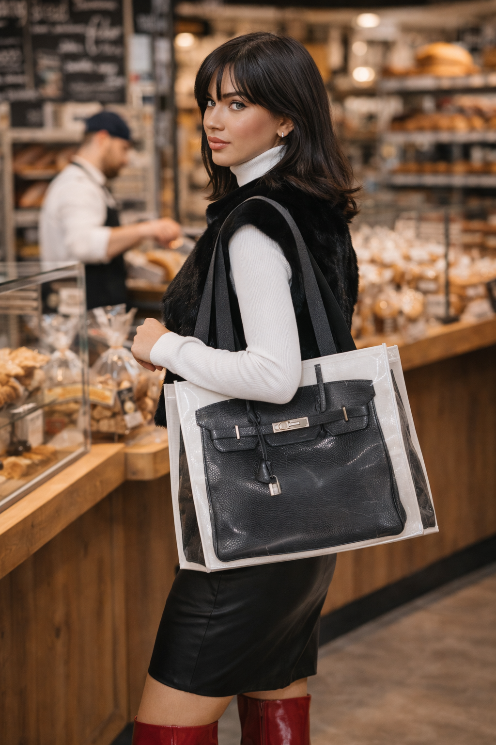 CHARCOAL  Grocery Tote Bag